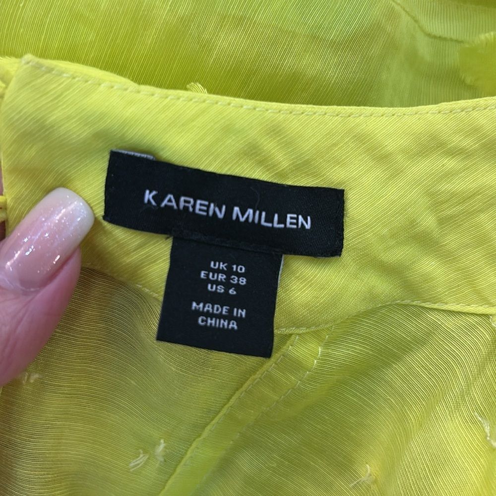 Karen Millen Vibrant Yellow/green appliqué Dress, US6 - Picture 14 of 15